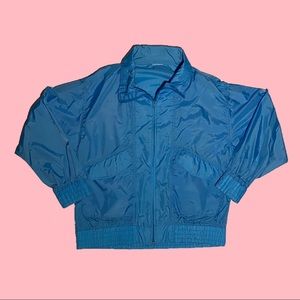 Long sleeve short collar elastic waistband full zipper windbreaker